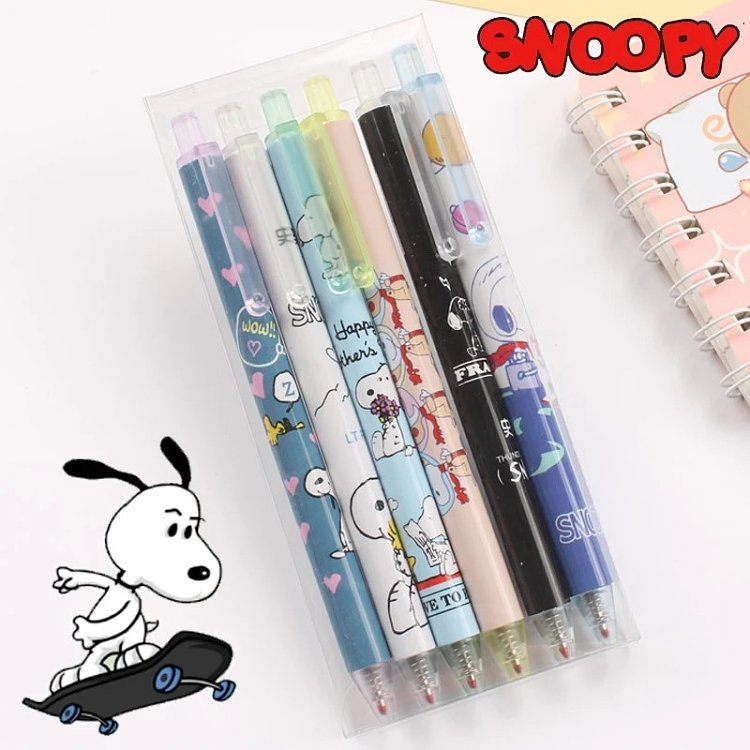 Στυλό με κουμπι Snoopy,σέτ 6 τμχ