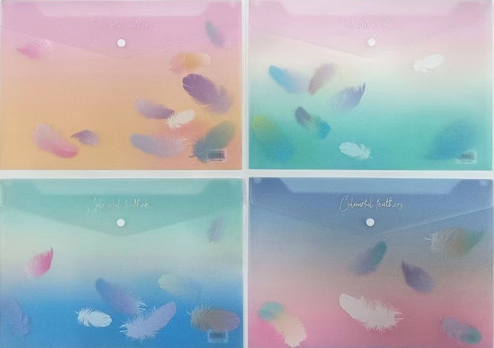 Φάκελος με κουμπί Α4+,Colorfull feather.