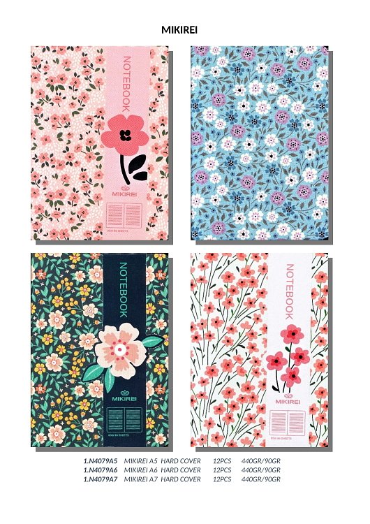 Σημειωματάριο Mikirei με σκληρό εξώφυλλο ,Flowers