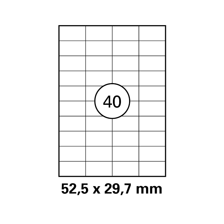 Λευκή ετικέτα διαστάσεων  48,5x25,4mm σε φύλλο  Α4