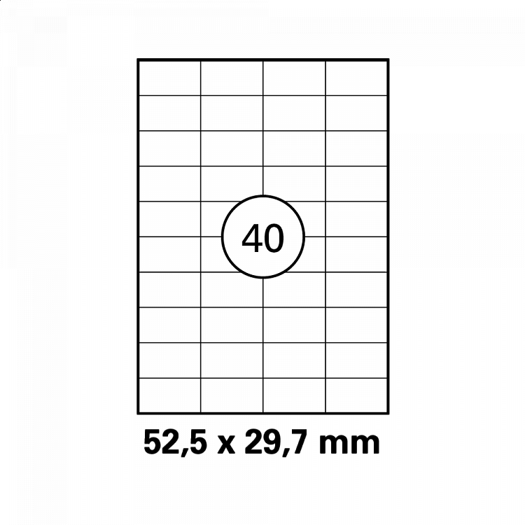 Λευκή ετικέτα διαστάσεων  48,5x25,4mm σε φύλλο  Α4