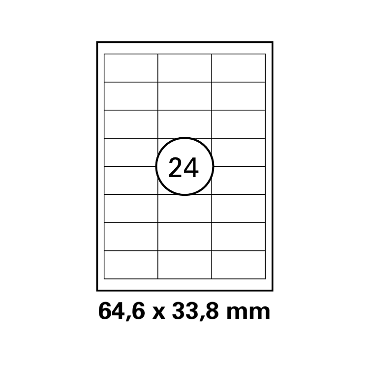 Λευκή ετικέτα διαστάσεων  64,6x33,8mm σε φύλλο Α4