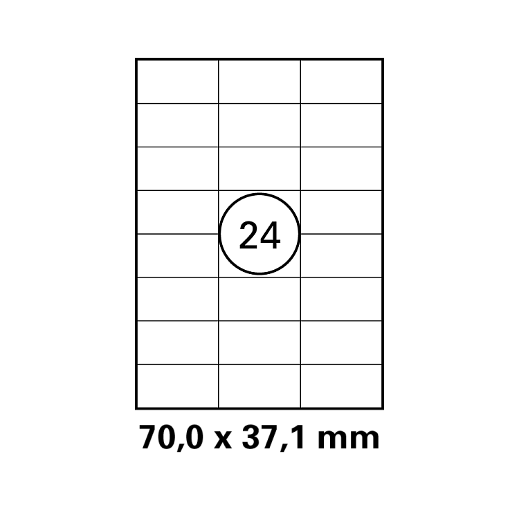Λευκή ετικέτα διαστάσεων  70x37,1mm σε φύλλο Α4