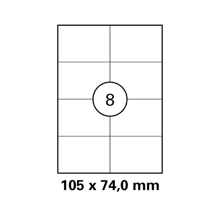 Λευκή ετικέτα διαστάσεων  105x74mm σε φύλλο Α4