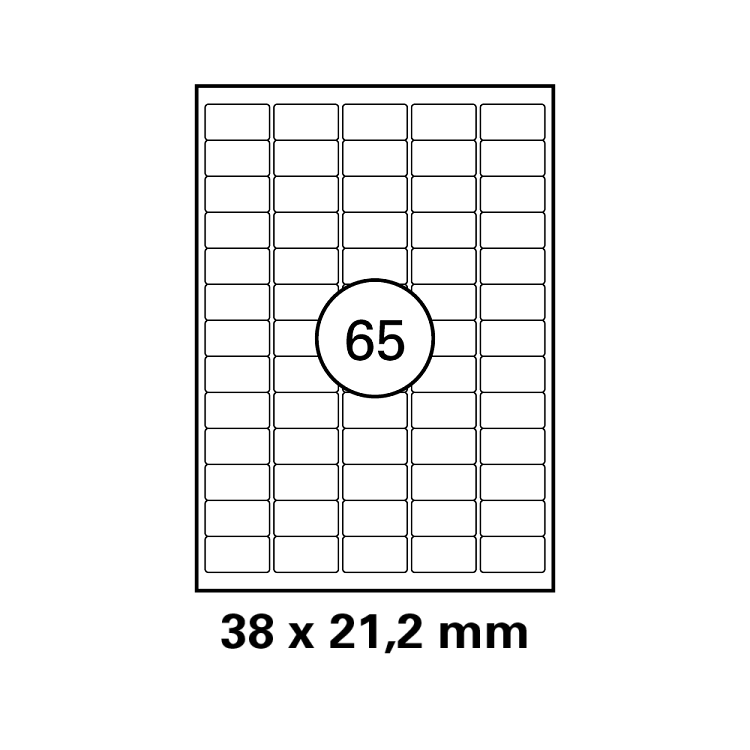 Λευκή ετικέτα διαστάσεων 38x21,2mm σε φύλλο Α4