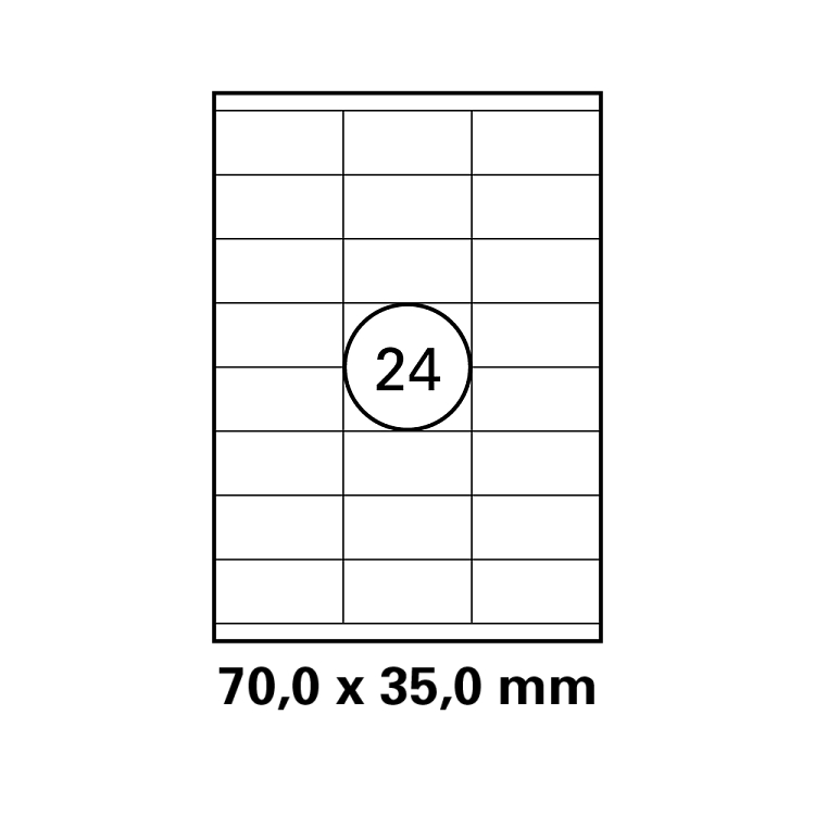 Λευκή ετικέτα διαστάσεων 70x35mm σε φύλλο Α4