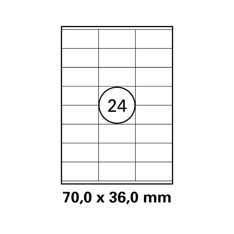 Λευκή ετικέτα διαστάσεων 70x36mm σε φύλλο Α4