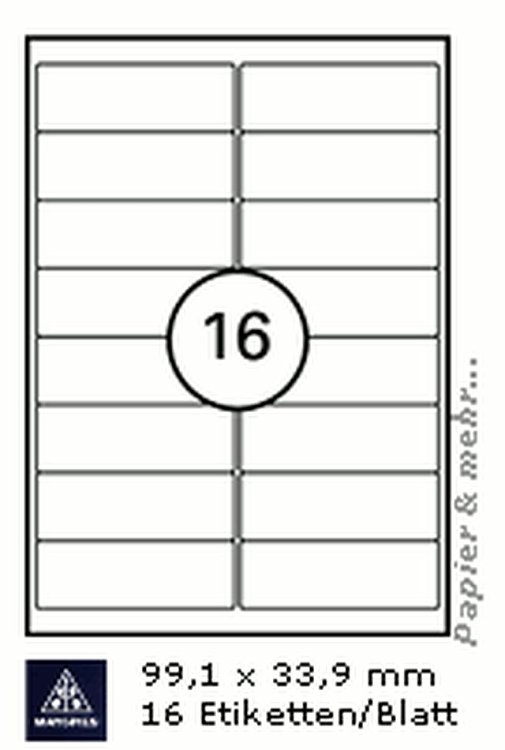 Λευκή ετικέτα διαστάσεων  99,1x33,9mm σε φύλλο Α4