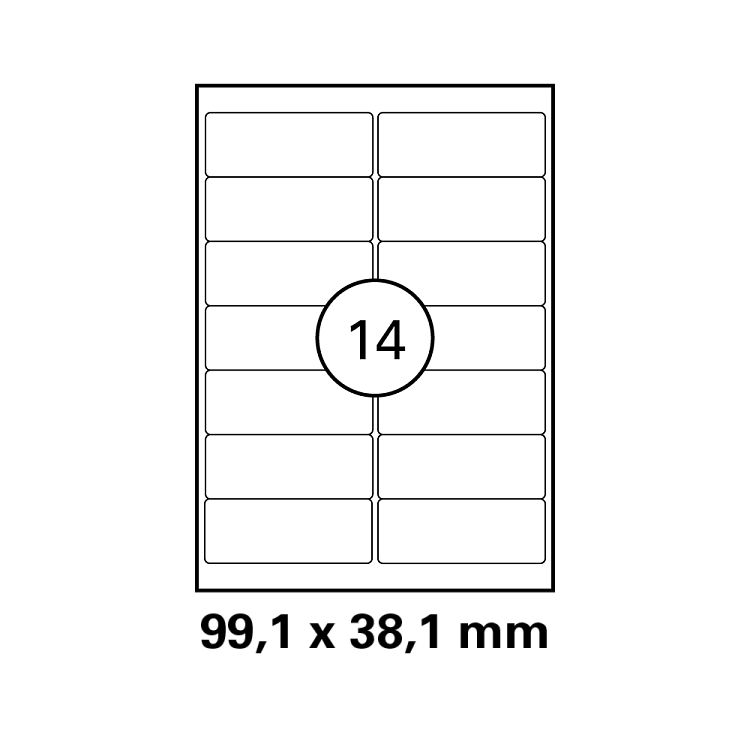 Λευκή ετικέτα διαστάσεων  99,1x38,1mm σε φύλλο Α4