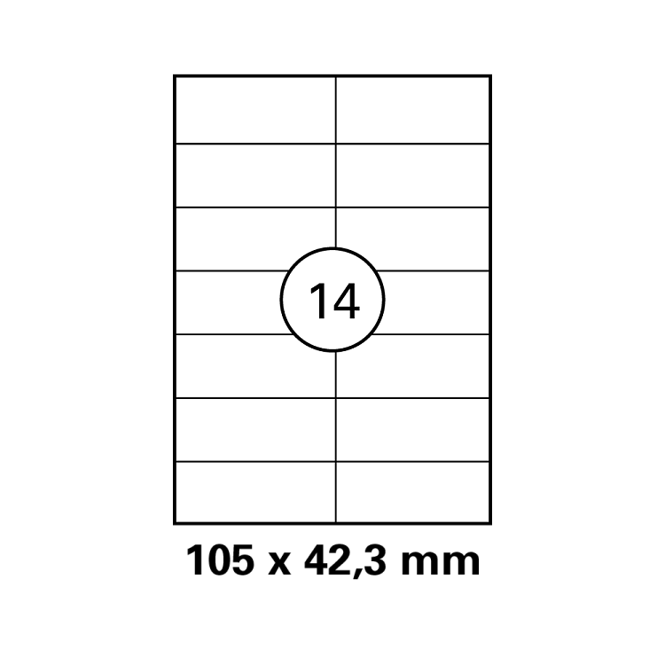 Λευκή ετικέτα διαστάσεων  105x42,3mm σε φύλλο Α4