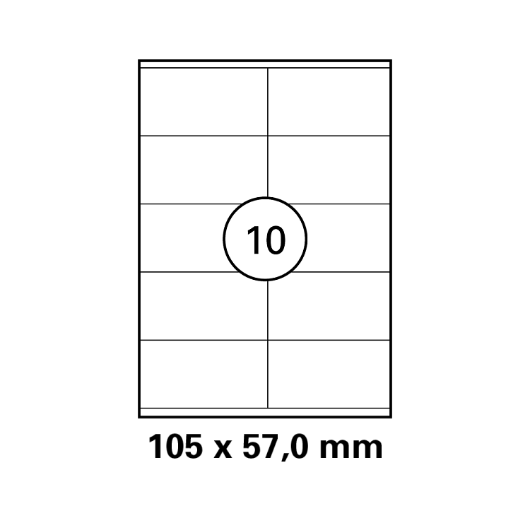 Λευκή ετικέτα διαστάσεων  105x57mm σε φύλλο  Α4