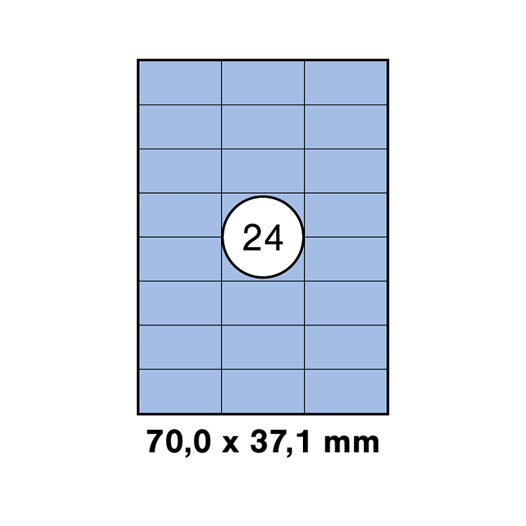 Μπλέ ετικέτα διαστάσεων 70x37,1mm ,σε φύλλο  Α4