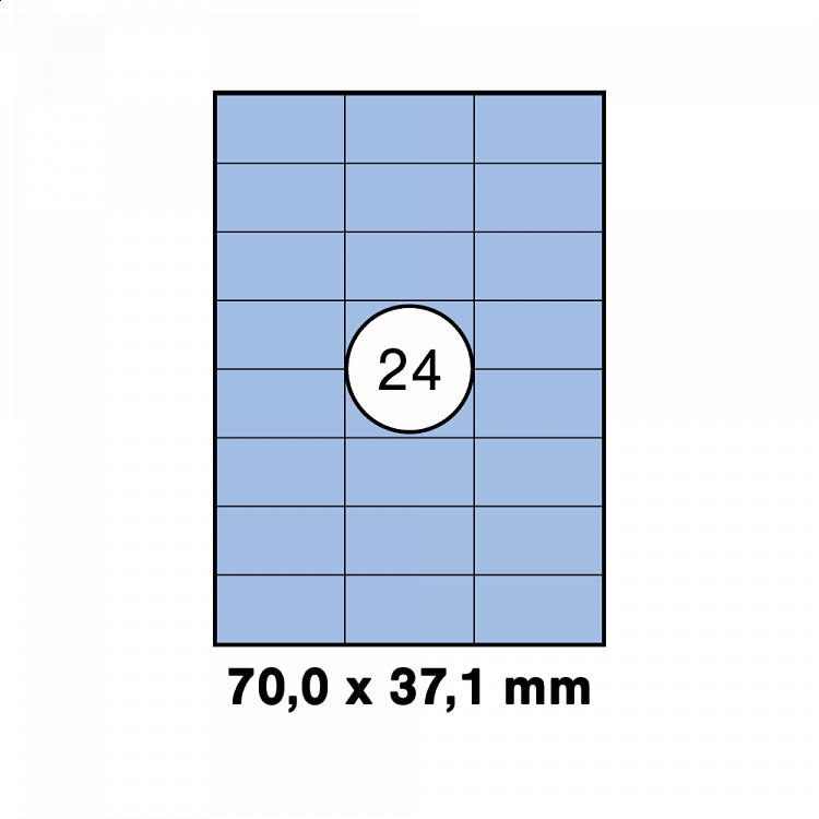 Μπλέ ετικέτα διαστάσεων 70x37,1mm ,σε φύλλο  Α4