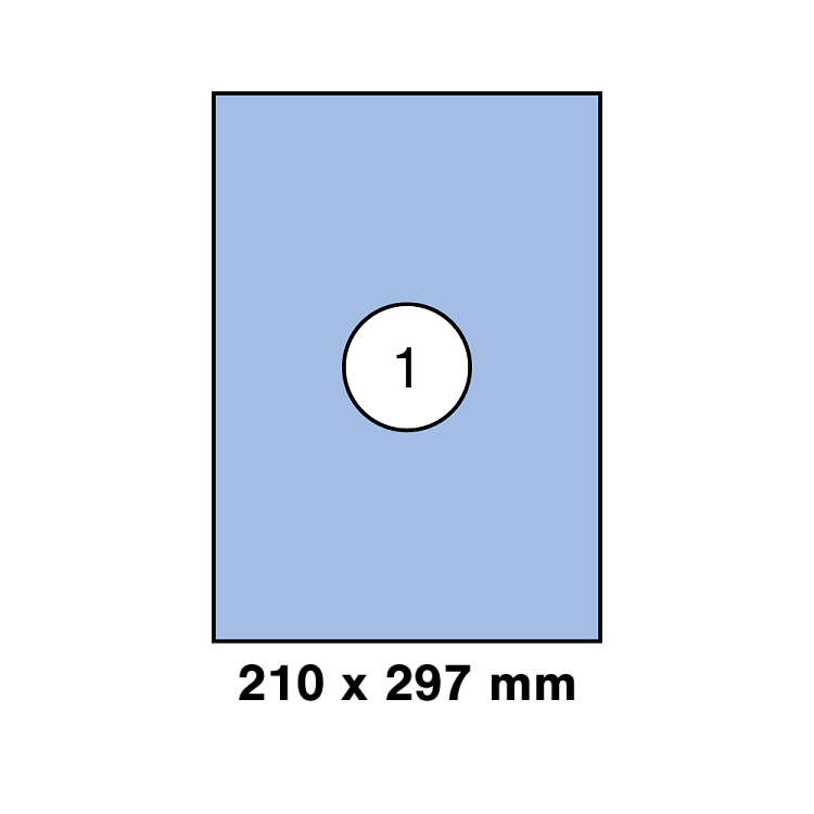 Μπλέ ετικέτα διαστάσεων  210x297mm  σε φύλλο Α4