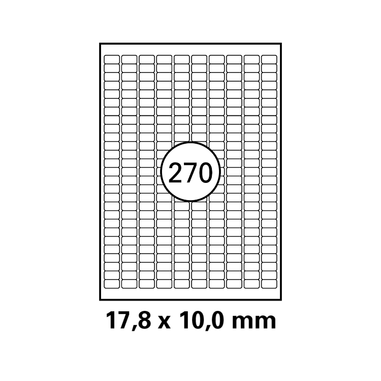 Λευκή ετικέτα διαστάσεων  17,8x10mm ,25φ σε φύλλο Α4