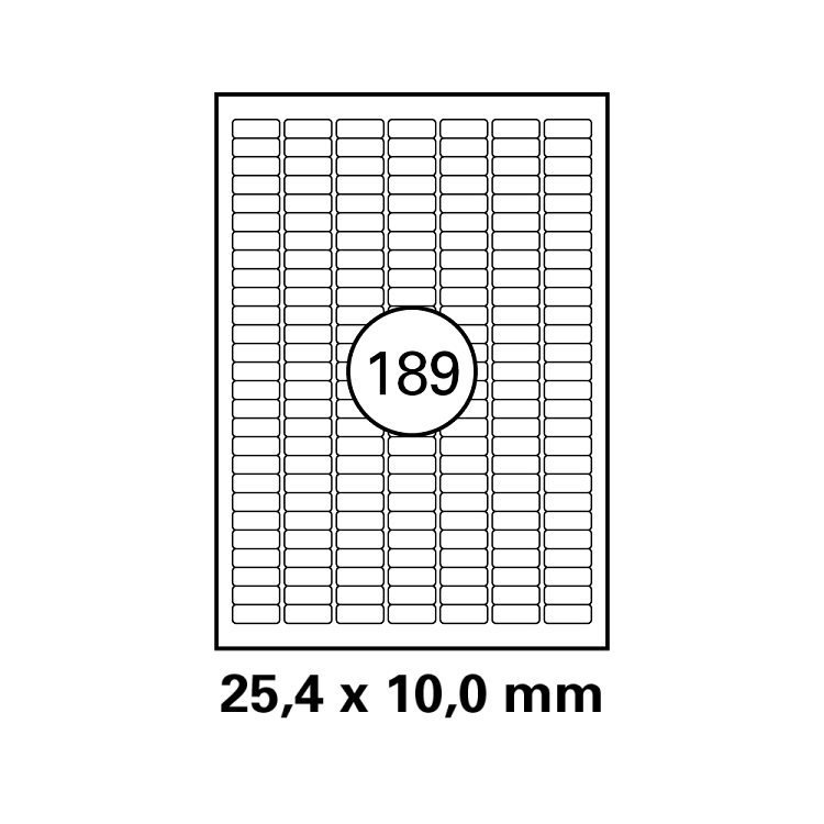 Λευκή ετικέτα διαστάσεων  25,4x10mm 25φ σε φύλλο Α4