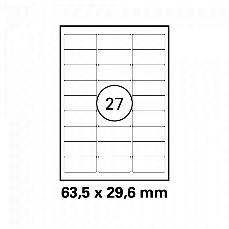 Λευκή ετικέτα διαστάσεων  63,5x29,6mm σε φύλλο Α4