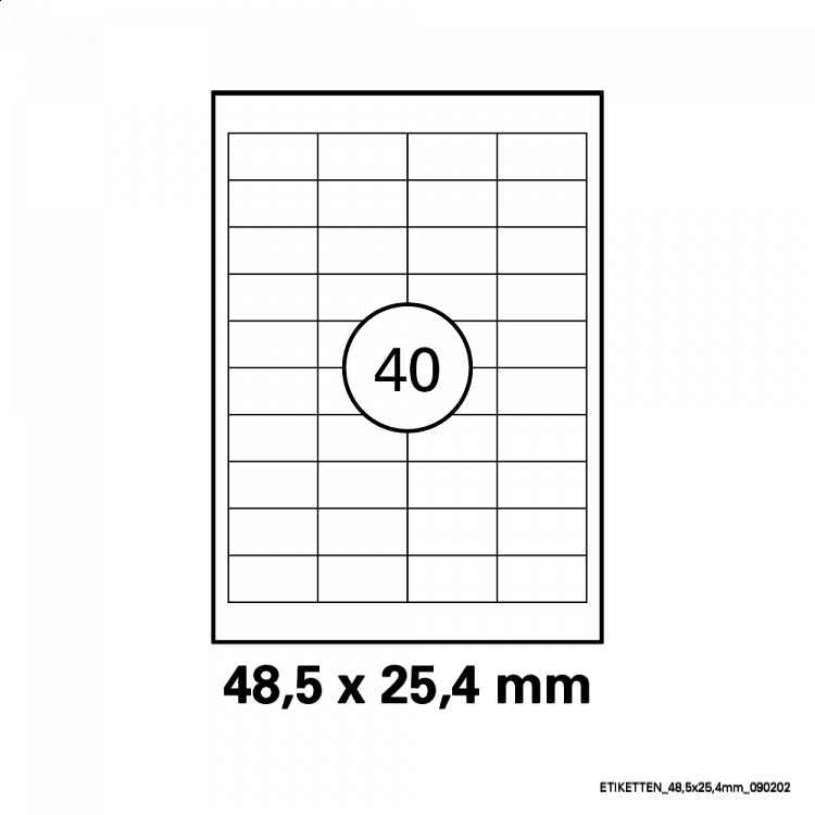 Λευκή ετικέτα διαστάσεων  48,5x25,4mm σε φύλλο Α4