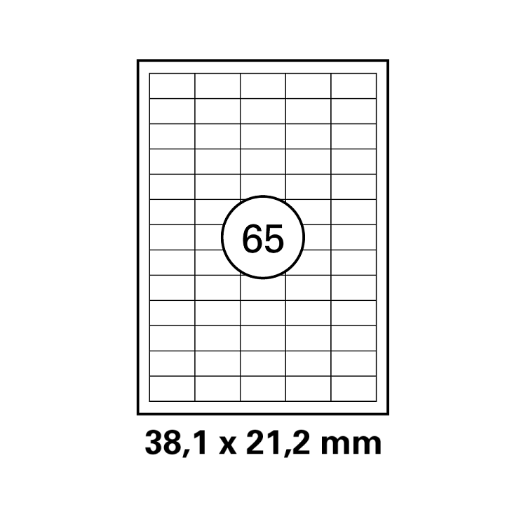 Λευκή ετικέτα διαστάσεων  38,1x21,2mm σε φύλλο Α4