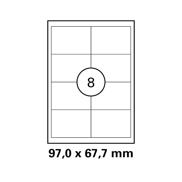 Λευκή ετικέτα διαστάσεων  97x67,7mm σε φύλλο Α4