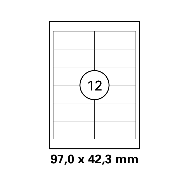 Λευκή ετικέτα παντός καιρού  διαστάσεων : 97x42,3mm σε φύλλο Α4