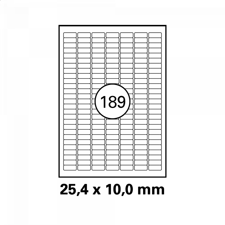 Ασημένια  ετικέτα  ειδικών  εφαρμογών διαστάσεων : 25,4x10mm σε φύλλο Α4