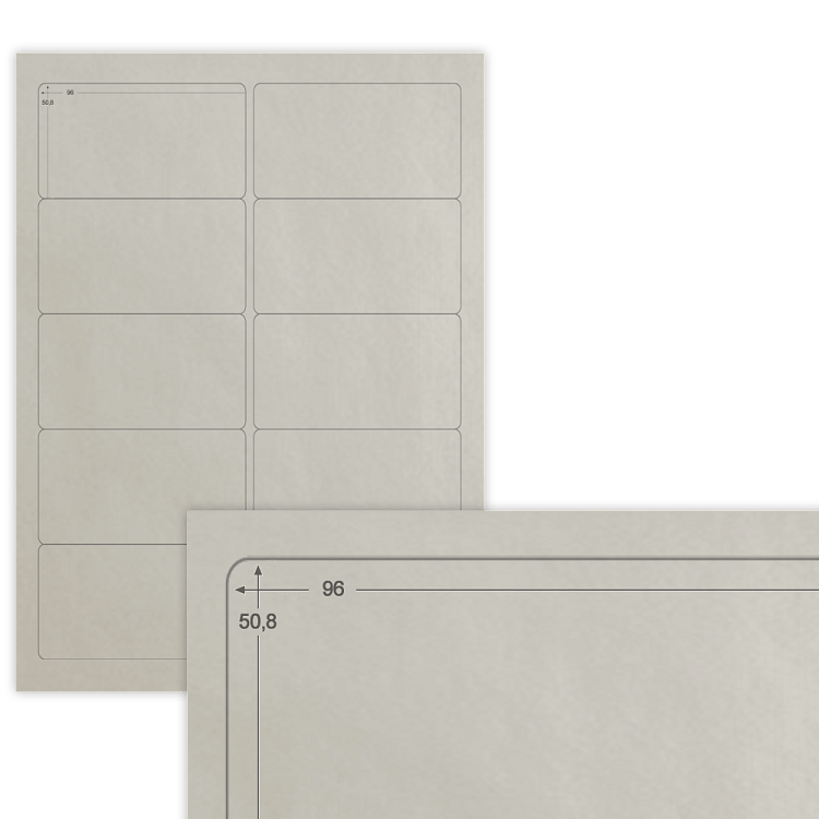 Ασημένια  ετικέτα  ειδικών εφαρμογών διαστάσεις: 96x50,8mm σε φύλλο Α4