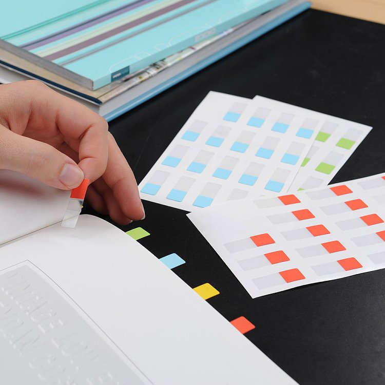 Σελιδοδείκτης σκληρός Index tabs ,12Χ10mm ,80τμχ διάφορα χρώματα