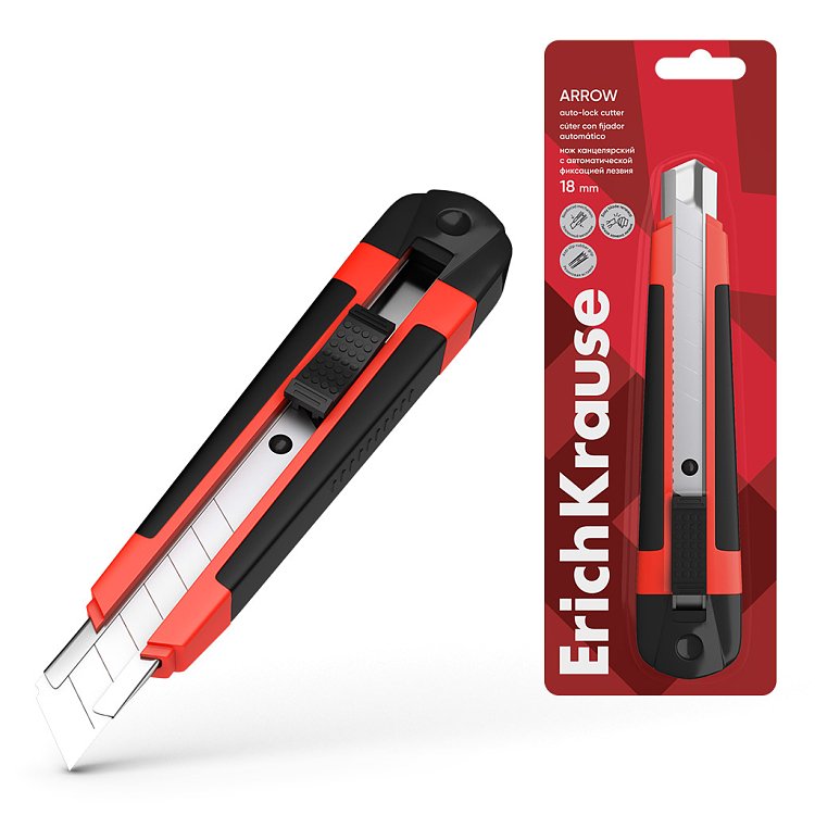 Κοπίδι με αυτόματο κλείδωμα κοπής ErichKrause Arrow, 18 mm.