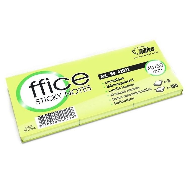 Sticky notes 50Χ40   3Χ100φύλλα,κίτρινο.