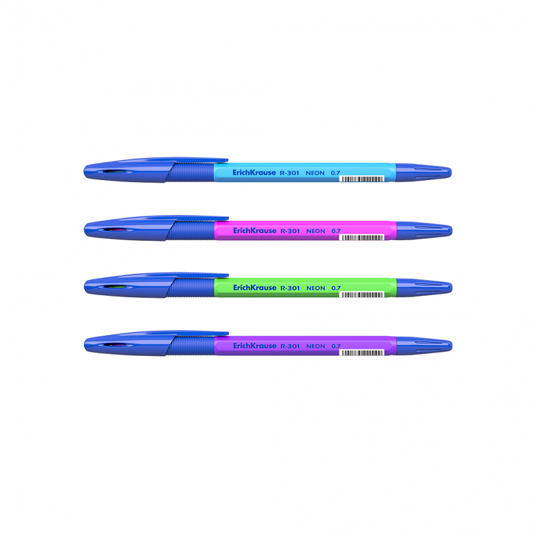 Στυλό ErichKrause® R-301 neon stick & grip 0,7,μπλε.