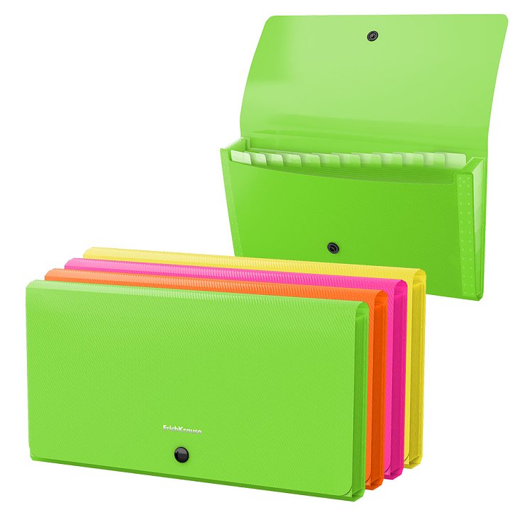 Γραμματιοθήκη check  μπλέ, 12 τσέπες,neon mixed