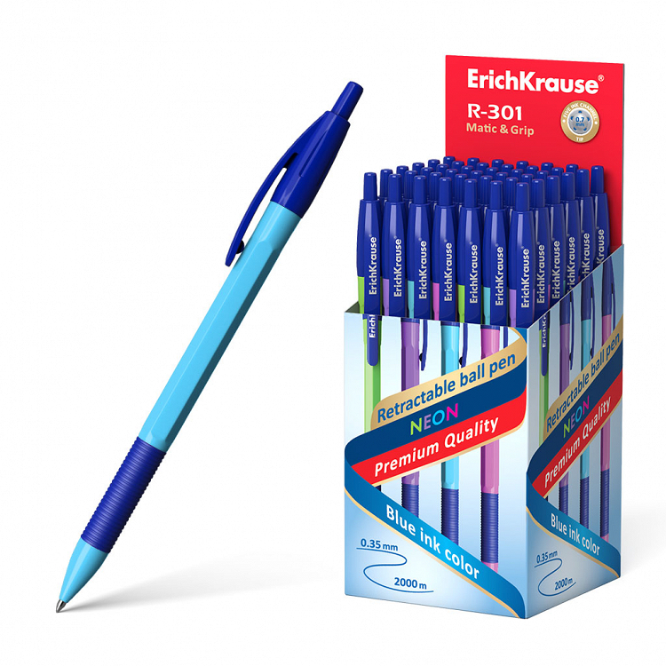 Στυλό ErichKrause® R-301  neon matic & grip,μπλε.