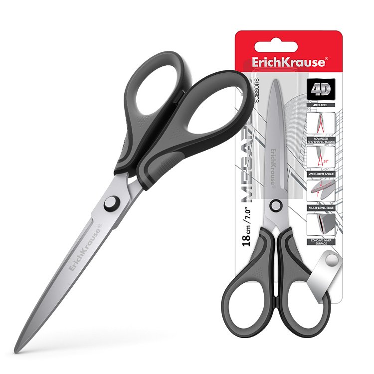 Ψαλίδι ErichKrause Megapolis, 18 cm, γκρι-μαύρο
