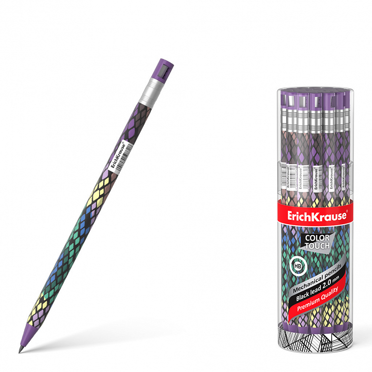 Μηχανικό μολύβι ErichKrause® Color Touch® Purple Python 2.0 με ξύστρα, HB