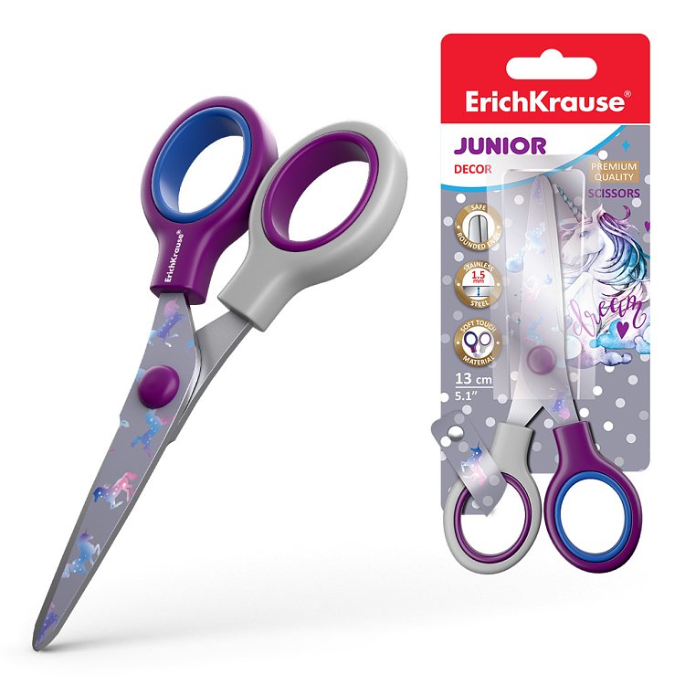 Ψαλίδι ErichKrause Junior Decor Dream Unicorn, με εκτύπωση σε λεπίδες, 13 cm