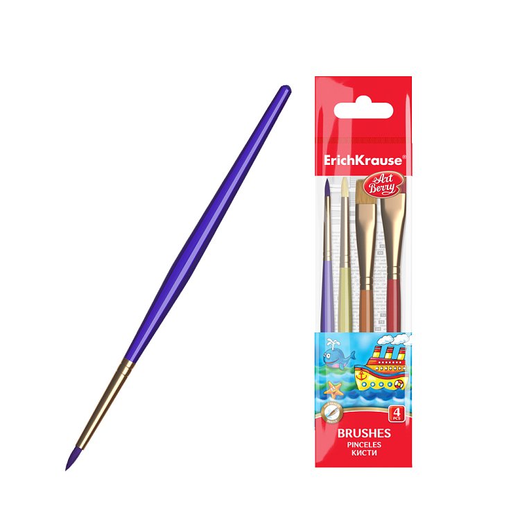 Συνθετικά πινέλα ζωγραφικής 4τμχ