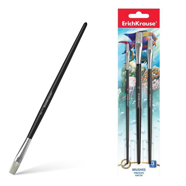 Πινέλα ακουαρέλας από χοίρο 3τμχ