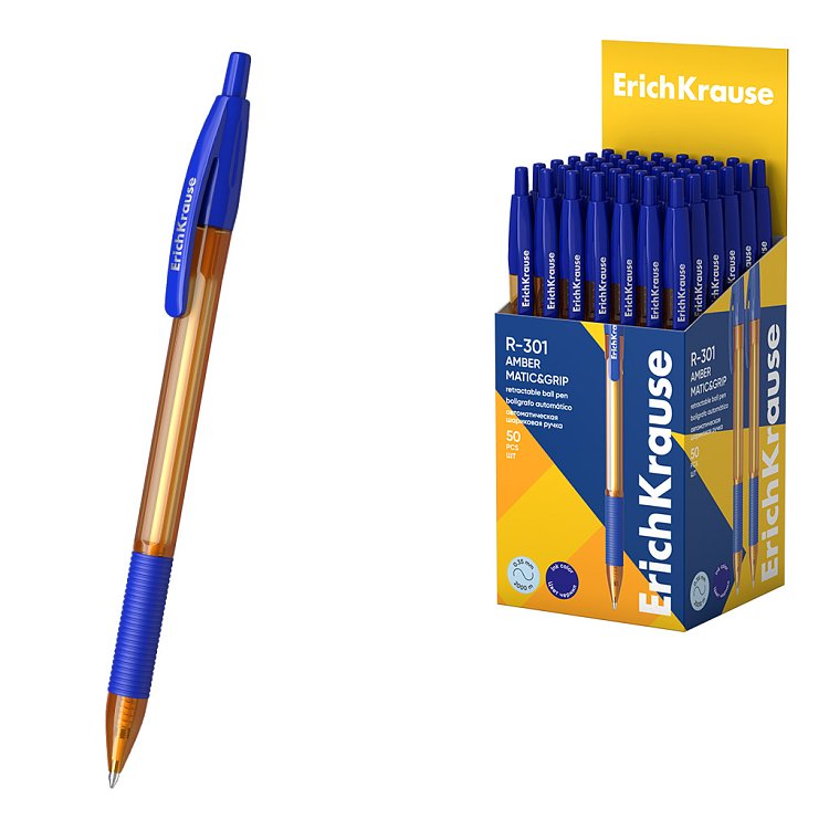 Στυλό  μεκουμπί ErichKrause R-301 Matic&Grip Amber 0,7, χρώμα μελανιού: μπλε