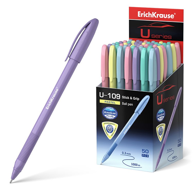 Στυλό  U-109 Stick&Grip Pastel 1.0, τεχνολογία Ultra Glide,  μπλε