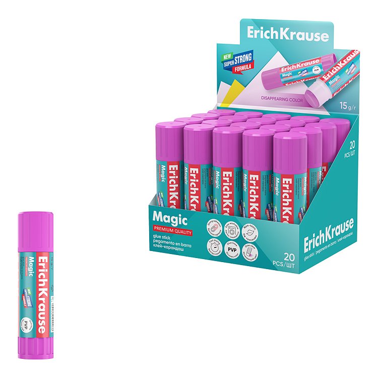 Κόλλα stick ErichKrause Magic 15 g με χρωματιστό ίχνος που εξαφανίζεται