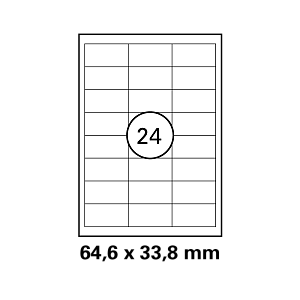 Λευκή ετικέτα διαστάσεων  64,6x33,8mm σε φύλλο Α4