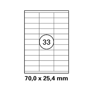 Λευκή ετικέτα διαστάσεων  70x25,4mm σε φύλλο Α4
