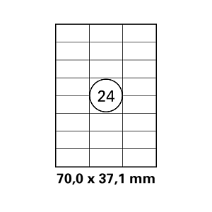 Λευκή ετικέτα διαστάσεων  70x37,1mm σε φύλλο Α4