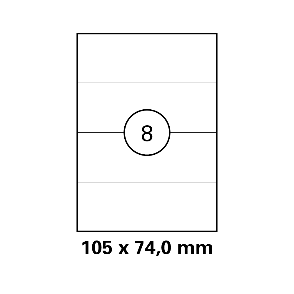 Λευκή ετικέτα διαστάσεων  105x74mm σε φύλλο Α4