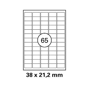 Λευκή ετικέτα διαστάσεων 38x21,2mm σε φύλλο Α4