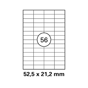 Λευκή ετικέτα διαστάσεων 52,5x21,2mm σε φύλλο  Α4