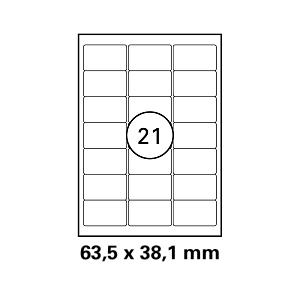 Λευκή ετικέτα διαστάσεων 63,5x38,1mm σε φύλλο Α4