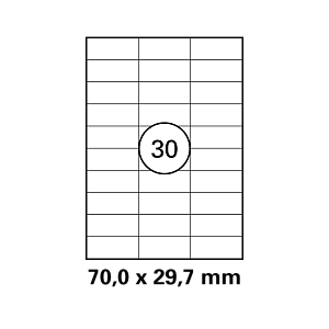 Λευκή ετικέτα διαστάσεων 70x29,7mm σε φύλλο Α4
