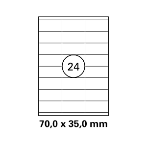 Λευκή ετικέτα διαστάσεων 70x35mm σε φύλλο Α4